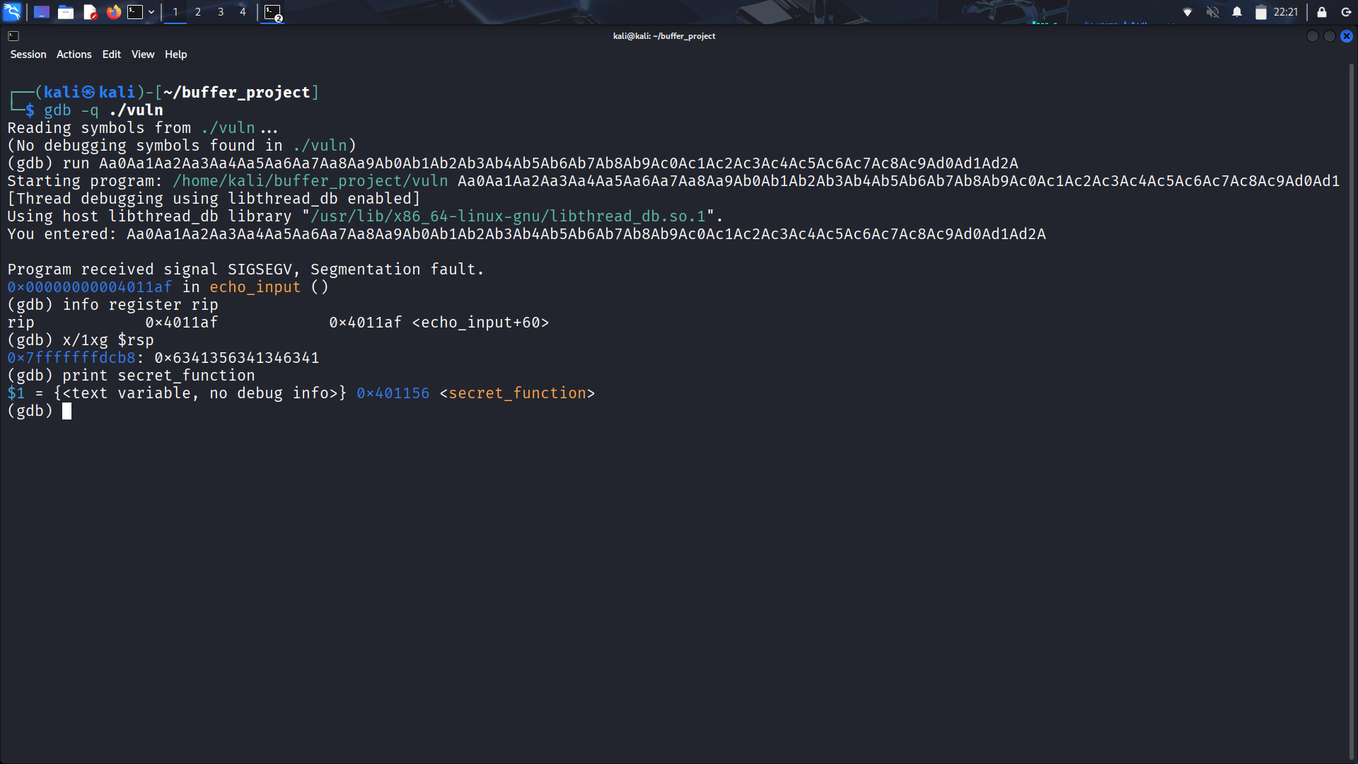 Finding the target function address